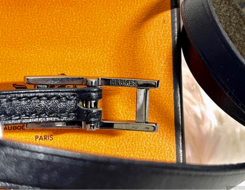 現貨二手愛馬仕黑色繞圈皮手鏈-29