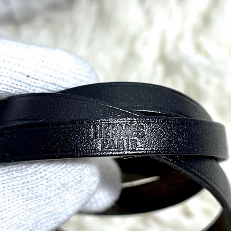 現貨二手愛馬仕黑色繞圈皮手鏈-23