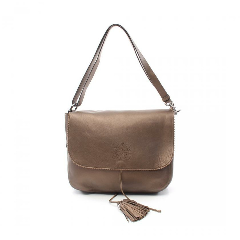 【日本直送】 中古LOEWE[BC]anagram 真皮肩包 銅色 流蘇-0