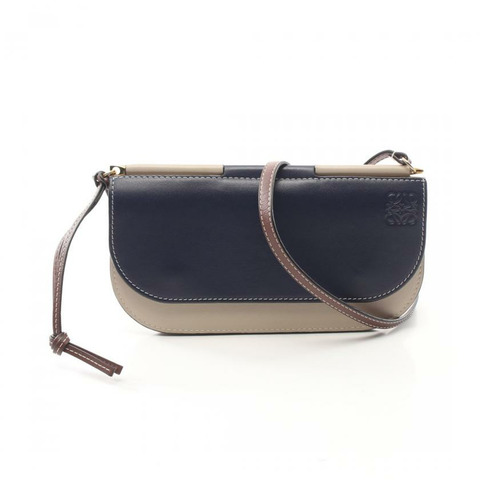 【日本直送】 中古LOEWE[B]GATE POCHETTE 肩背錢包 真皮 灰米色 多彩色
