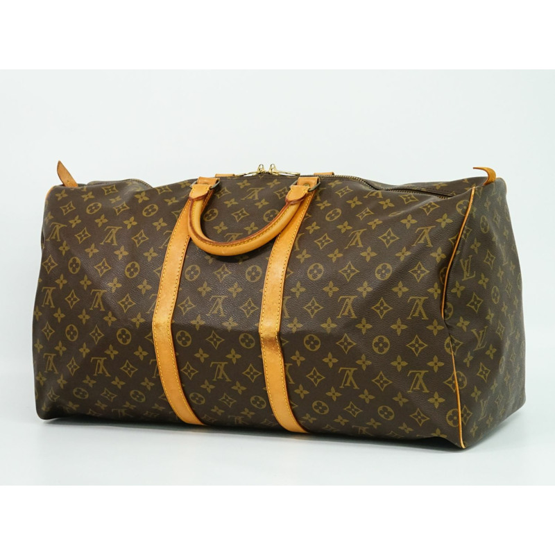 正品路易威登 LV Keepall 55 Monogram 波士頓包手提包旅行包棕色 M41424 Keepall 包二手-1