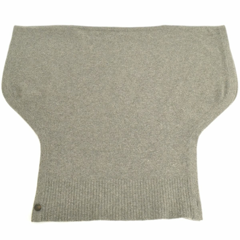 正品愛馬仕 HERMES 雨披開衫上衣 TU 羊絨灰色女士服裝衣服二手貨-0