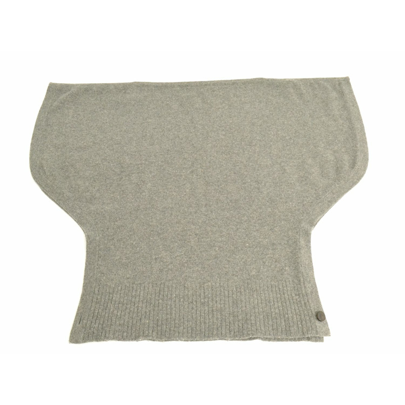 正品愛馬仕 HERMES 雨披開衫上衣 TU 羊絨灰色女士服裝衣服二手貨-1