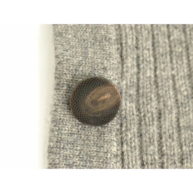 正品愛馬仕 HERMES 雨披開衫上衣 TU 羊絨灰色女士服裝衣服二手貨-3