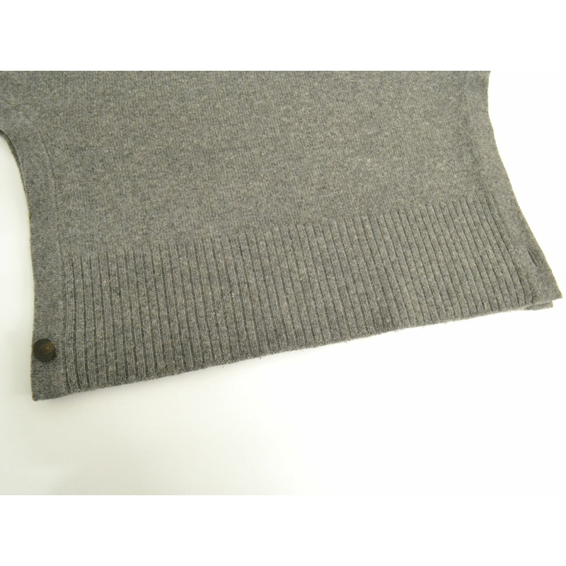 正品愛馬仕 HERMES 雨披開衫上衣 TU 羊絨灰色女士服裝衣服二手貨-6