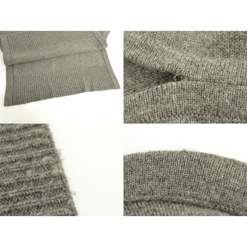 正品愛馬仕 HERMES 雨披開衫上衣 TU 羊絨灰色女士服裝衣服二手貨-7