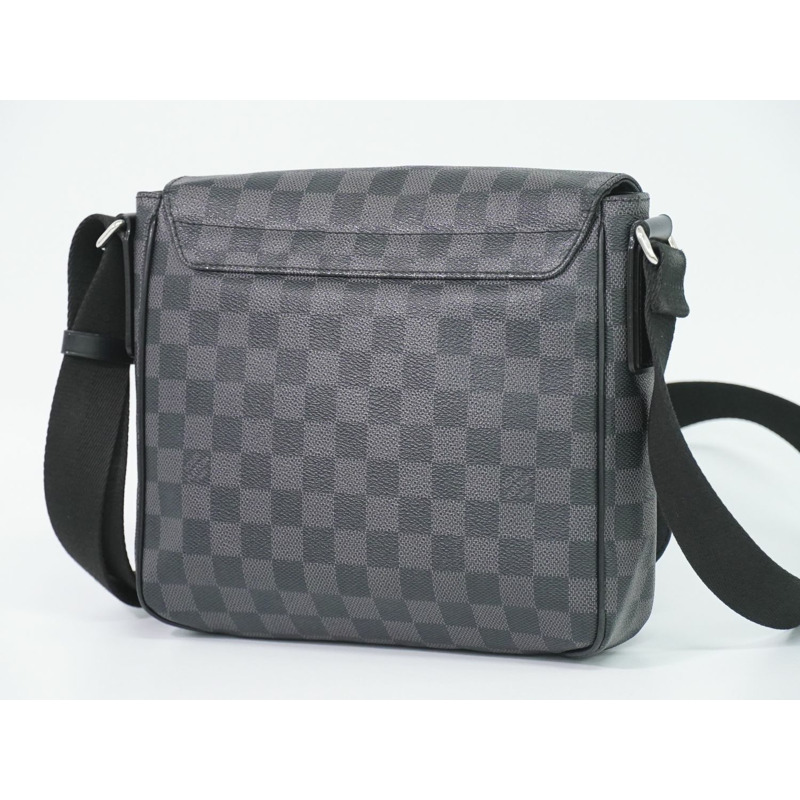 正品路易威登 LV District PM Damier 石墨單肩包 手拿包 黑灰色 N41260 District Vuitton 包二手-1