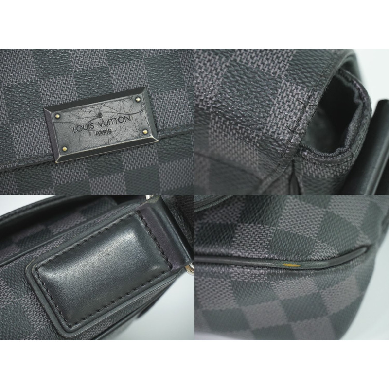 正品路易威登 LV District PM Damier 石墨單肩包 手拿包 黑灰色 N41260 District Vuitton 包二手-3