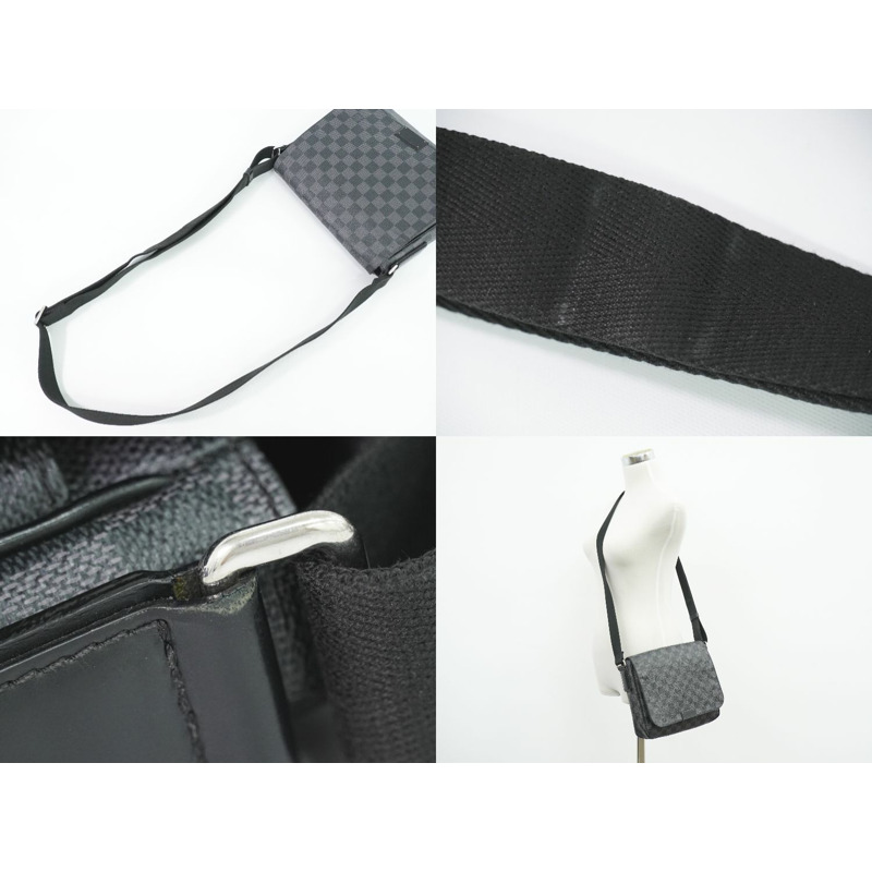 正品路易威登 LV District PM Damier 石墨單肩包 手拿包 黑灰色 N41260 District Vuitton 包二手-4