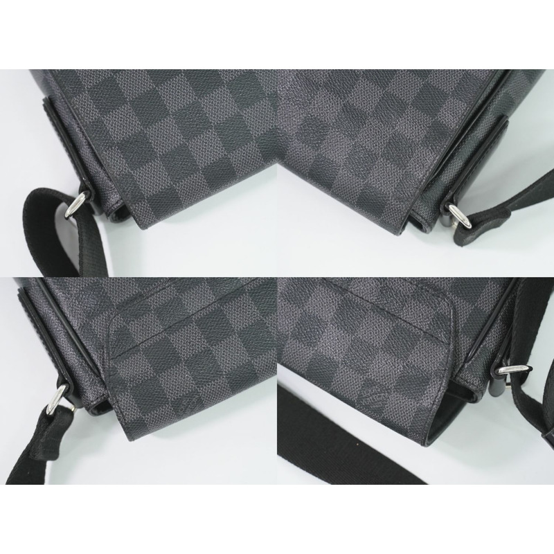 正品路易威登 LV District PM Damier 石墨單肩包 手拿包 黑灰色 N41260 District Vuitton 包二手-5