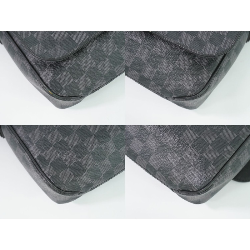 正品路易威登 LV District PM Damier 石墨單肩包 手拿包 黑灰色 N41260 District Vuitton 包二手-6