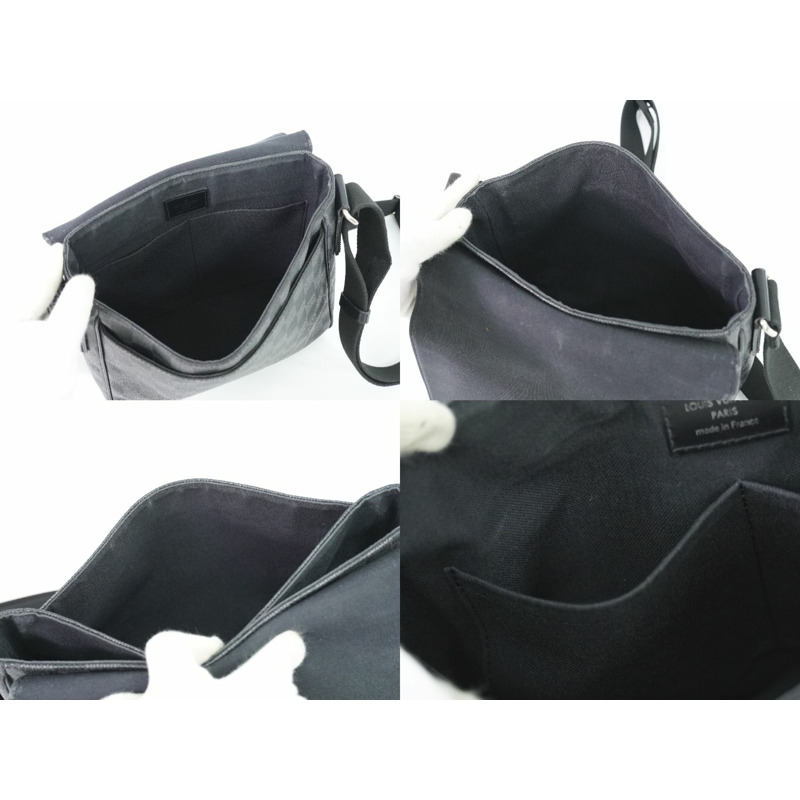 正品路易威登 LV District PM Damier 石墨單肩包 手拿包 黑灰色 N41260 District Vuitton 包二手-7