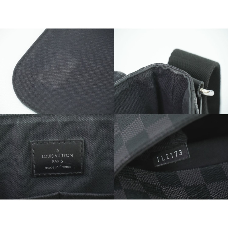 正品路易威登 LV District PM Damier 石墨單肩包 手拿包 黑灰色 N41260 District Vuitton 包二手-8