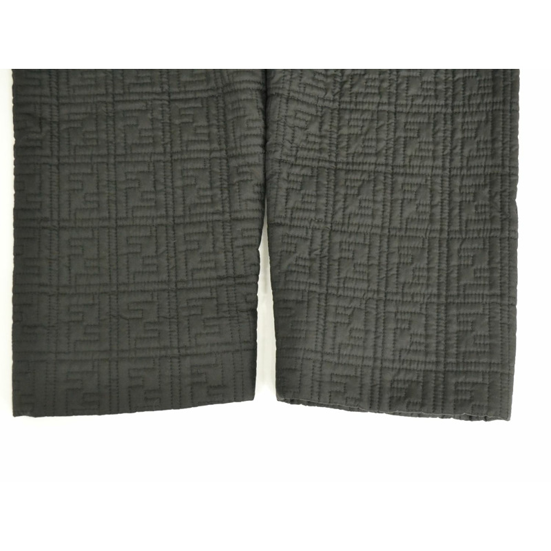 正品芬迪FENDI Zucca絎縫長大衣茄克外衣醋酸纖維人造絲黑色女士Zucca服裝衣服二手貨-6