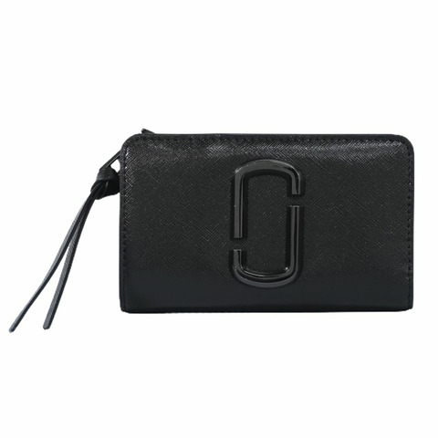 正品 Marc Jacobs MARC JACOBS Snapshot 折疊錢包 緊湊型錢包 皮革黑色 Snapshot 錢包 錢包二手