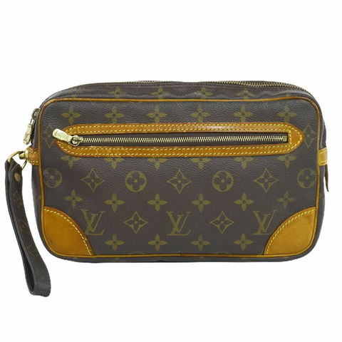 正品路易威登 LV Marly Dragonne Monogram 手拿包第二包棕色 M51825 Marly Dragonne 包二手