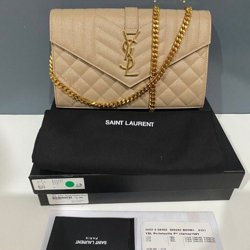 Saint Laurent 620280 YSL 三種縫線 WOC金鍊包 乾燥玫瑰金字( 當季熱門新品 下單前請先詢問 )-0