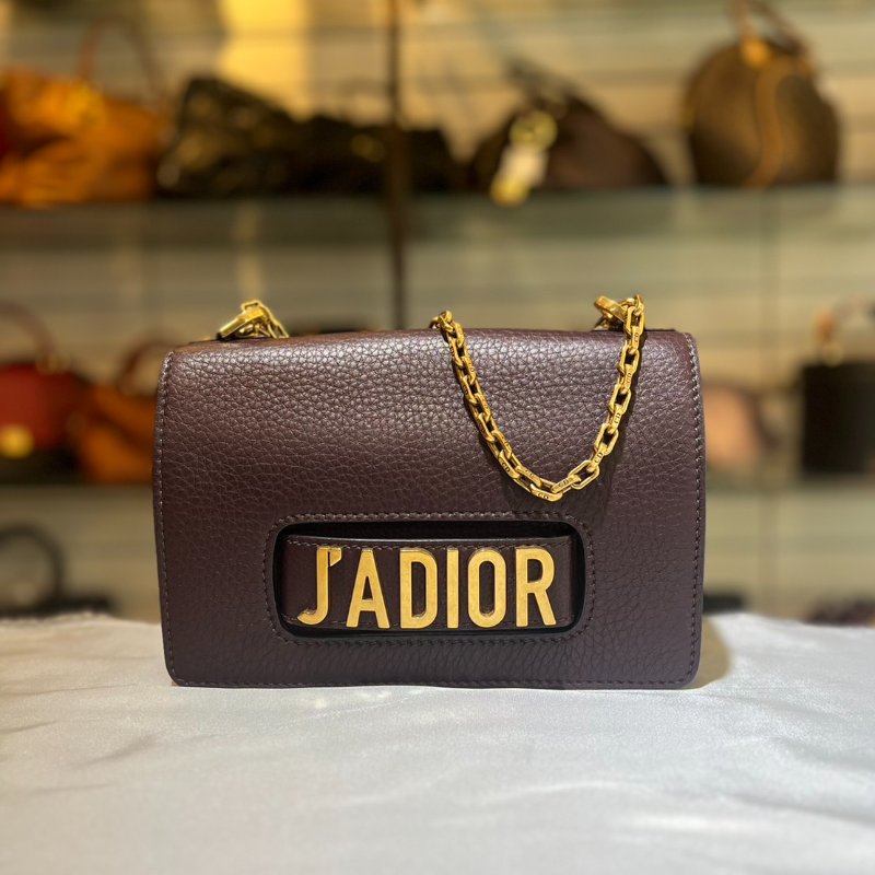 [舊愛新歡] Dior J'A dior系列深葡萄紫色內麂皮翻蓋肩背包-0