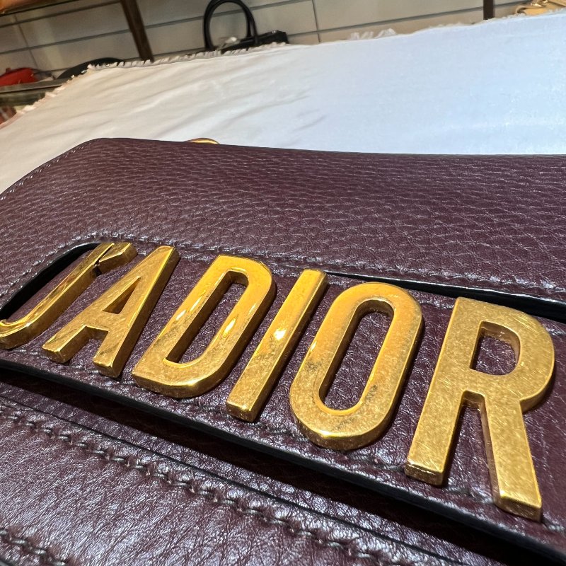 [舊愛新歡] Dior J'A dior系列深葡萄紫色內麂皮翻蓋肩背包-5