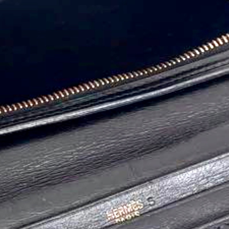 便宜到蛀牙2手 稀有愛馬仕Vip才能選的Box皮革金釦Bears黑長夾-20