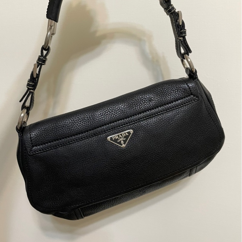 Prada 荔枝皮特殊背帶 肩背包 hobo包 麻將包-5