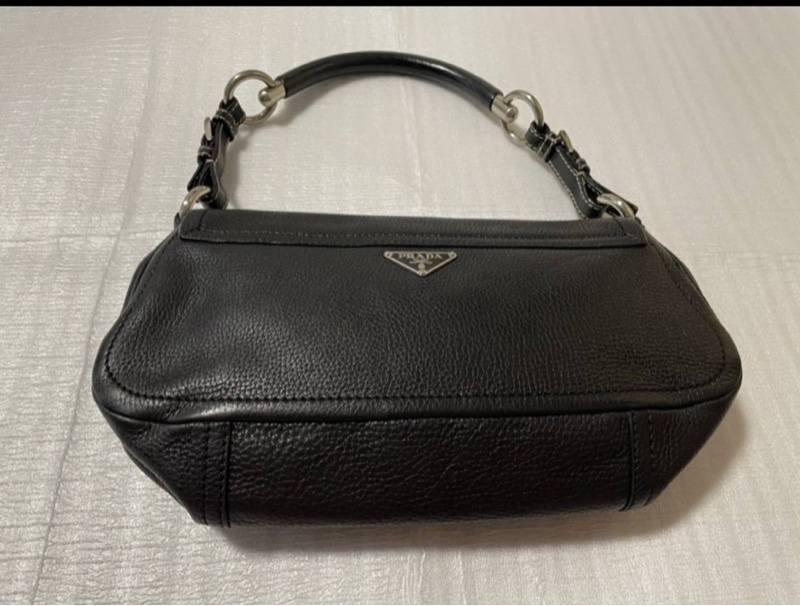 Prada 荔枝皮特殊背帶 肩背包 hobo包 麻將包-17