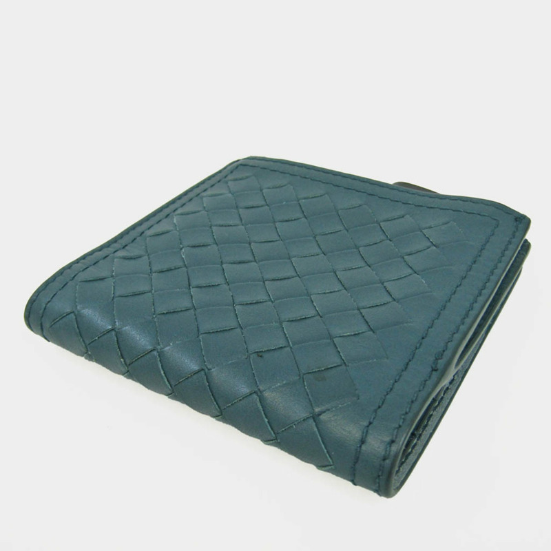 【日本直送】Bottega Veneta Intrecciato 女士、男士皮革錢包（雙折）深綠色-1