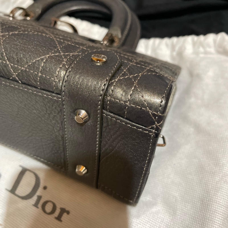 Christian Dior 銀灰LADY DIOR黛妃包手提包 VINTAGE-11