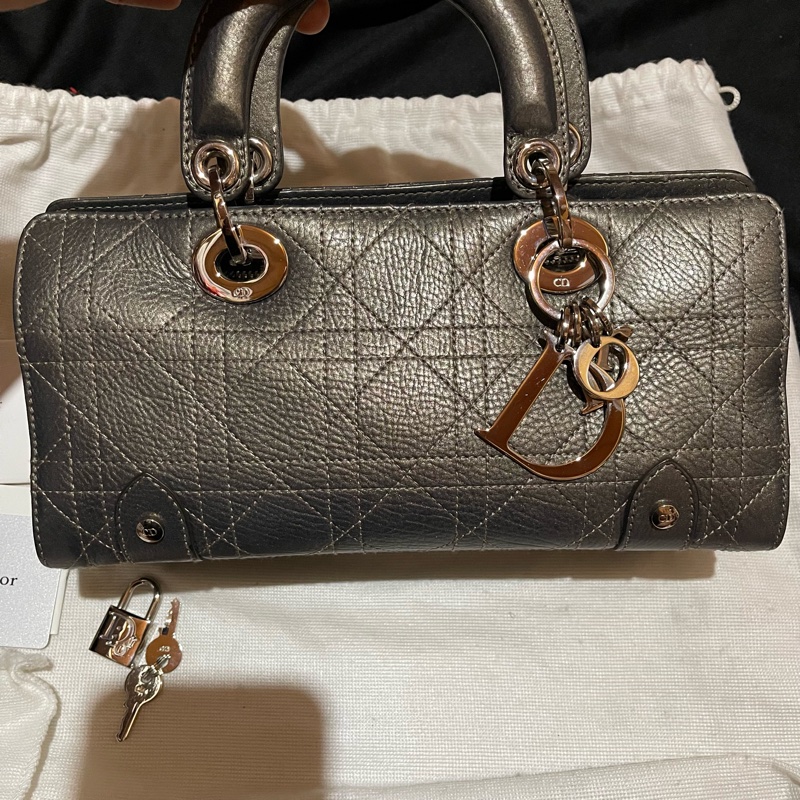 Christian Dior 銀灰LADY DIOR黛妃包手提包 VINTAGE-28