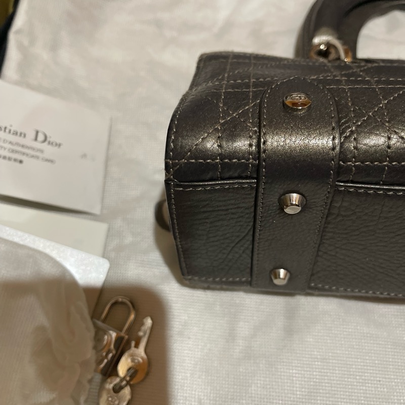 Christian Dior 銀灰LADY DIOR黛妃包手提包 VINTAGE-34