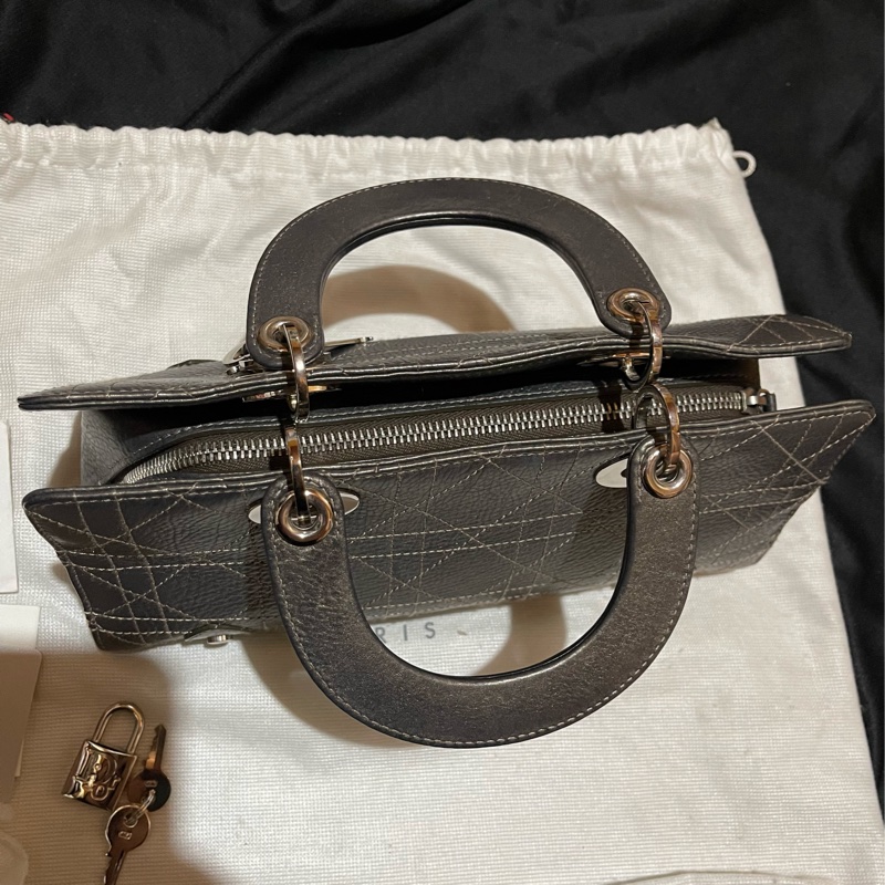 Christian Dior 銀灰LADY DIOR黛妃包手提包 VINTAGE-39