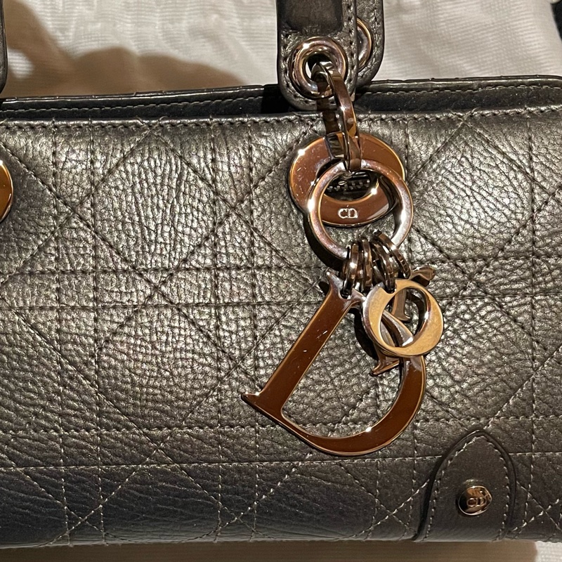 Christian Dior 銀灰LADY DIOR黛妃包手提包 VINTAGE-41