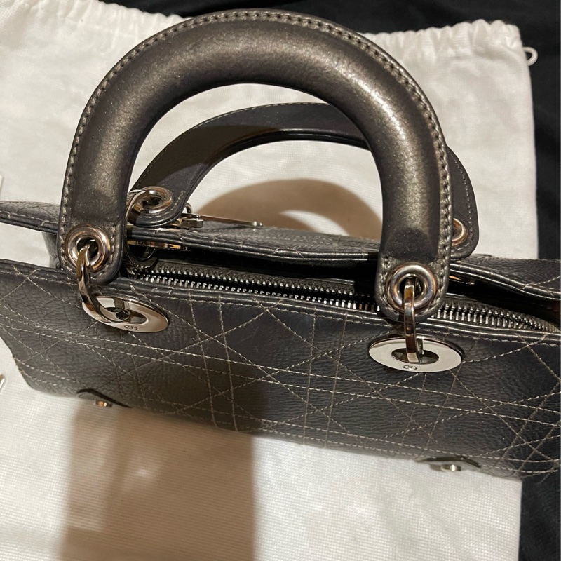 Christian Dior 銀灰LADY DIOR黛妃包手提包 VINTAGE-30