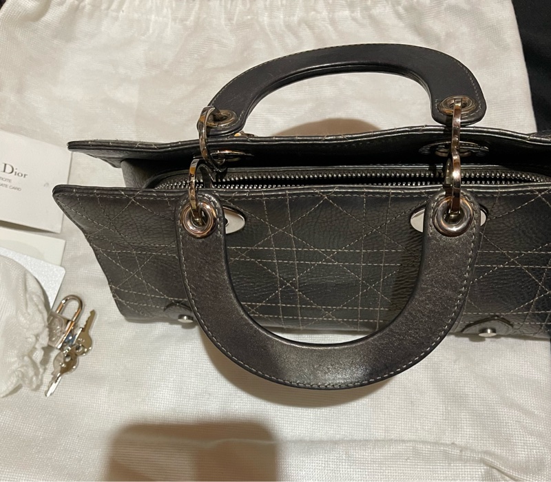 Christian Dior 銀灰LADY DIOR黛妃包手提包 VINTAGE-31