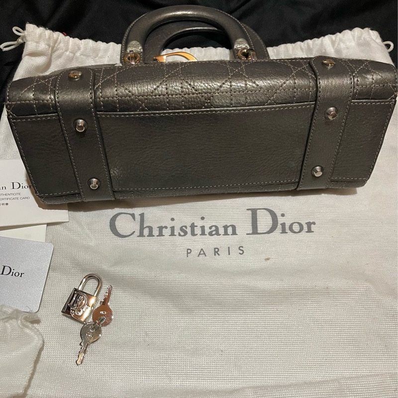 Christian Dior 銀灰LADY DIOR黛妃包手提包 VINTAGE-37