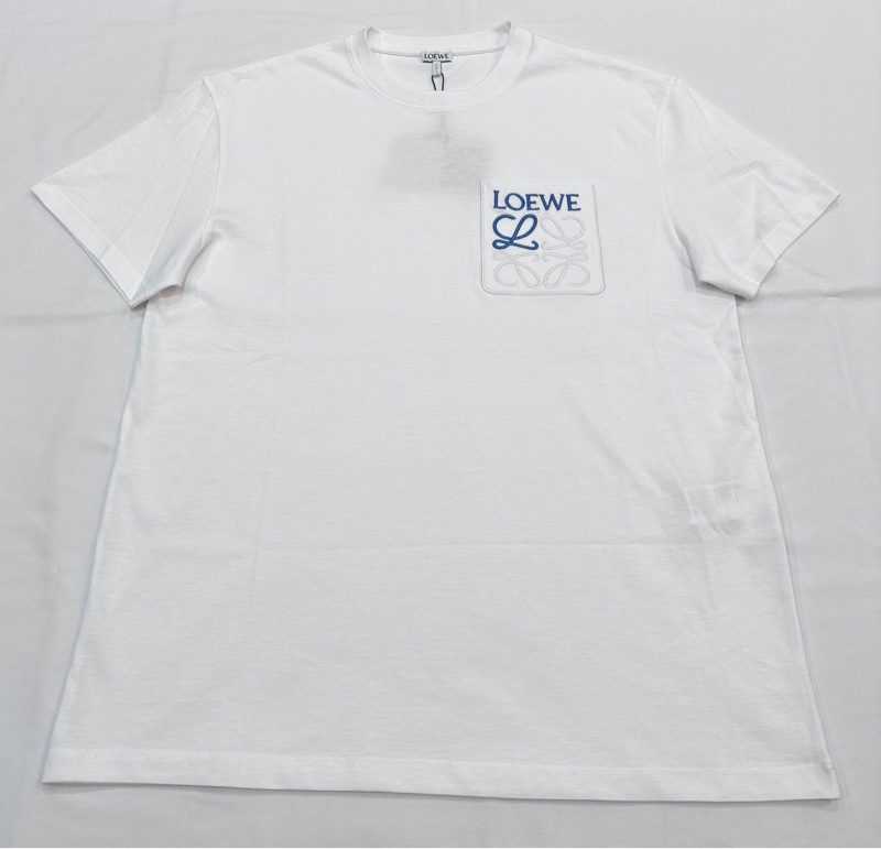 Loewe白底口袋雙色刺繡短袖-0