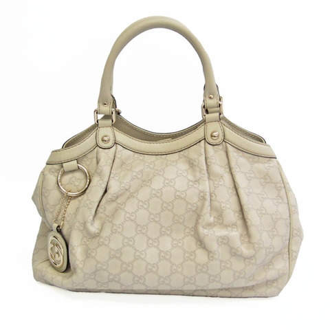 Gucci Guccissima Sookie 211944 女士皮革手提包 灰白色