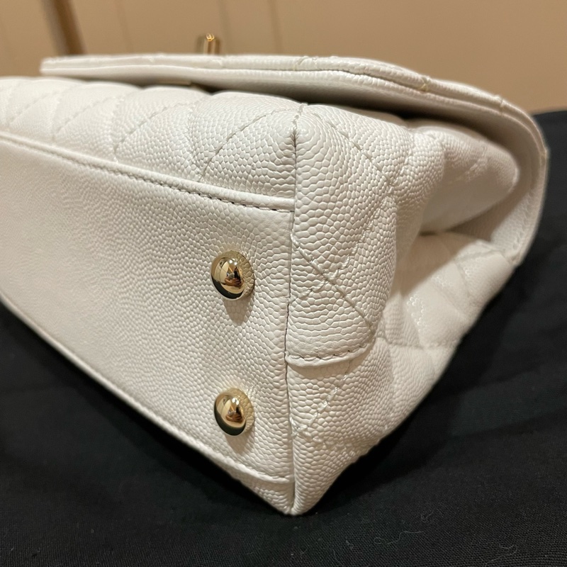 CHANEL Mini Coco Handle 經典菱格紋小牛皮兩用包 白色-13