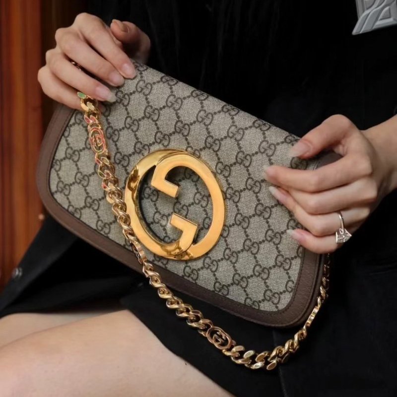 Gucci ‎699268 Blondie 復古馬鞍單肩包 米色及烏木色(當季熱門新品 下單前請先詢問)-0