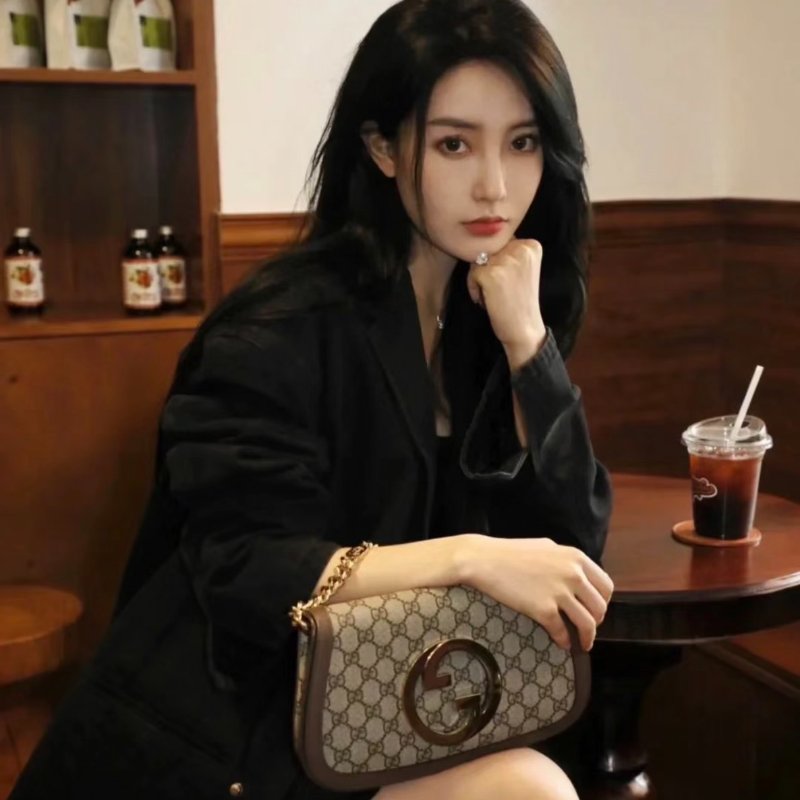 Gucci ‎699268 Blondie 復古馬鞍單肩包 米色及烏木色(當季熱門新品 下單前請先詢問)-2