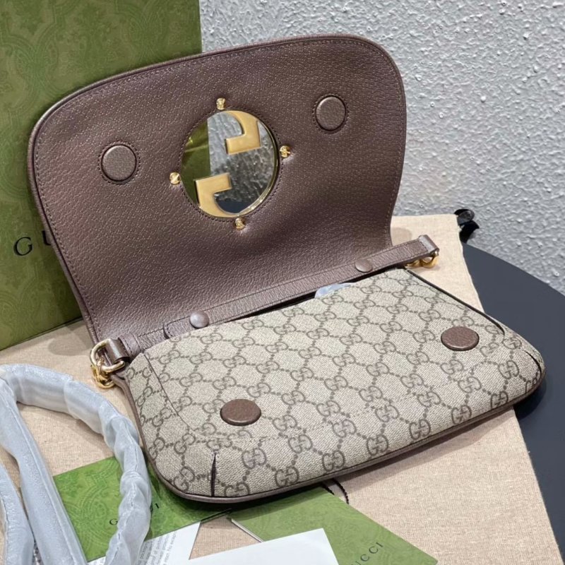 Gucci ‎699268 Blondie 復古馬鞍單肩包 米色及烏木色(當季熱門新品 下單前請先詢問)-4