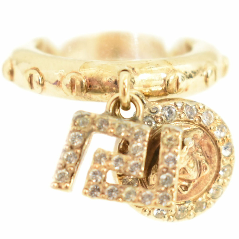 正品范思哲 VERSACE 美杜莎水鑽戒指戒指 11 號 GP 鍍金美杜莎配飾飾品二手-0