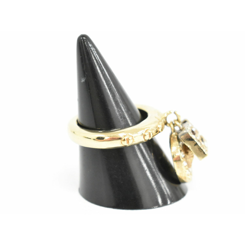 正品范思哲 VERSACE 美杜莎水鑽戒指戒指 11 號 GP 鍍金美杜莎配飾飾品二手-3