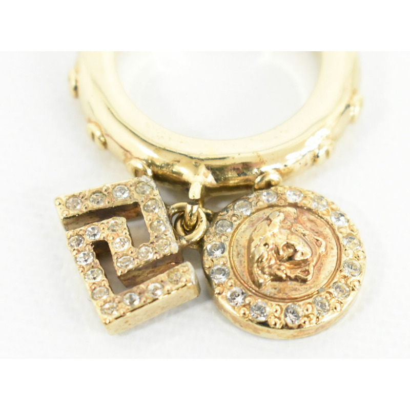 正品范思哲 VERSACE 美杜莎水鑽戒指戒指 11 號 GP 鍍金美杜莎配飾飾品二手-4