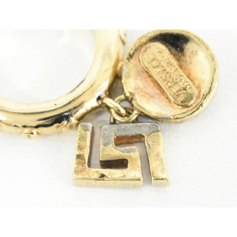 正品范思哲 VERSACE 美杜莎水鑽戒指戒指 11 號 GP 鍍金美杜莎配飾飾品二手-5