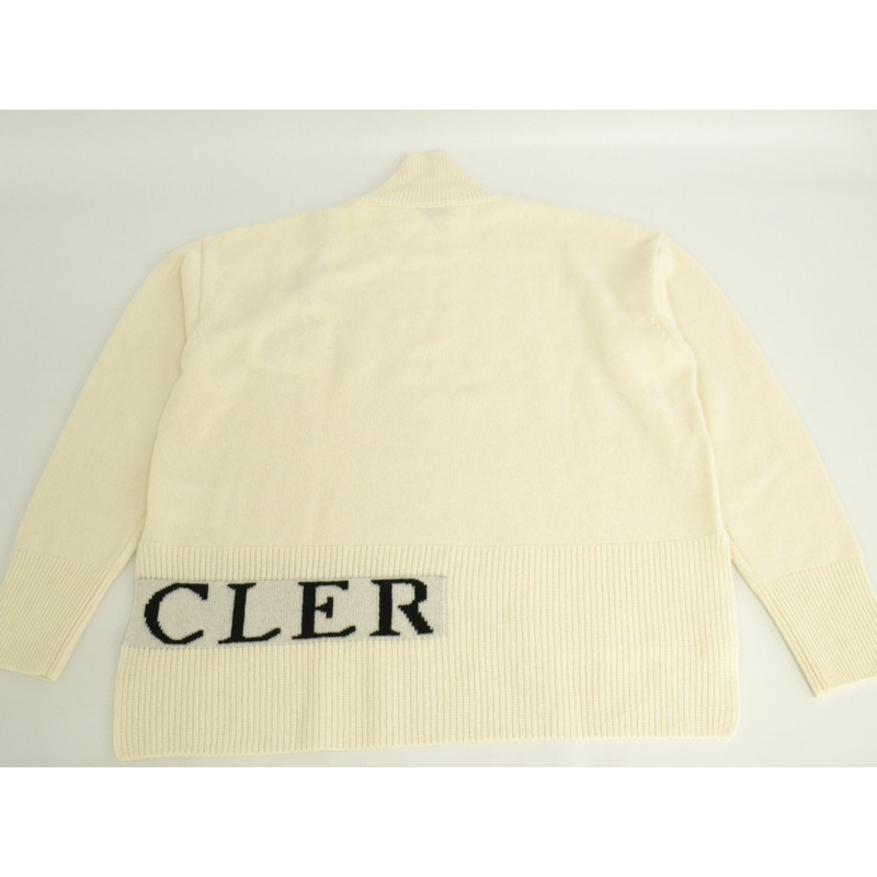 正品 Moncler MONCLER 超大高領針織上衣 M 羊毛羊絨白色女式衣服二手-1