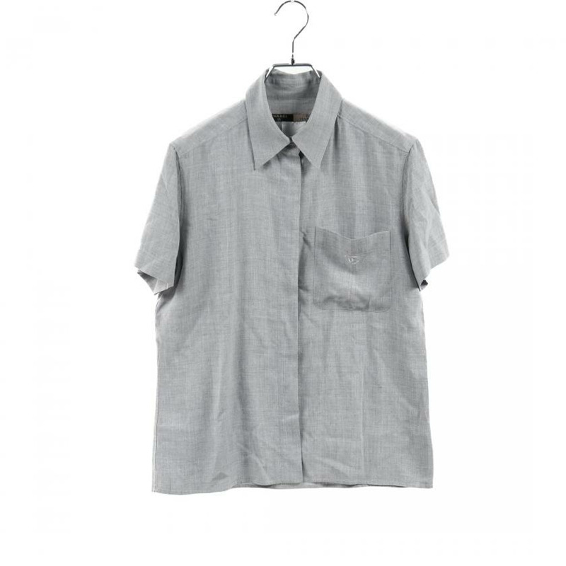 【日本直送】 Pre-owned CHANEL coco mark shirt gray-0