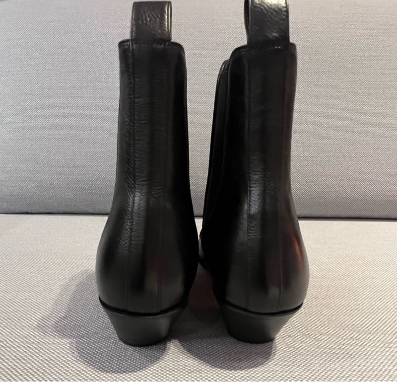 Saint Laurent 全新 切爾西 尖頭靴 皮革 黑色 誠可議-4