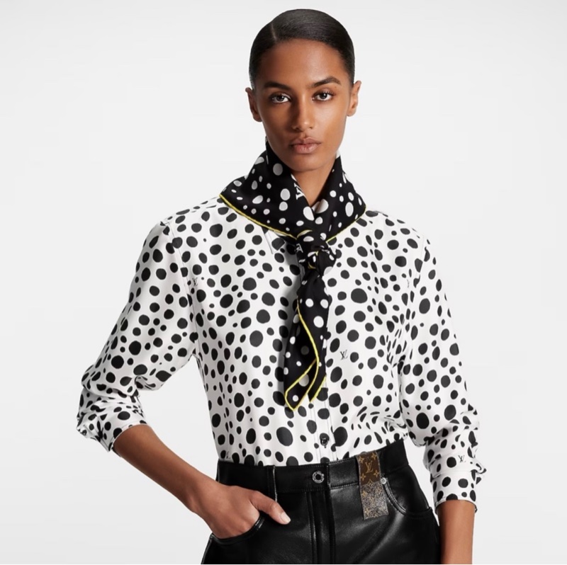 （售出）路易威登Louis Vuitton x Yayoi Kusama草間彌生限量聯名款超稀有難買黑色LV x YK Pumpkin 90方巾-5