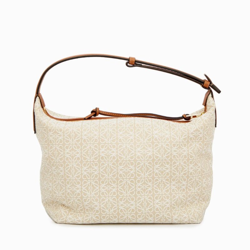 Loewe 中款 Anagram 緹花小牛皮 Cubi 包 米色/棕色(當季熱門新品 下單前請先詢問)-1